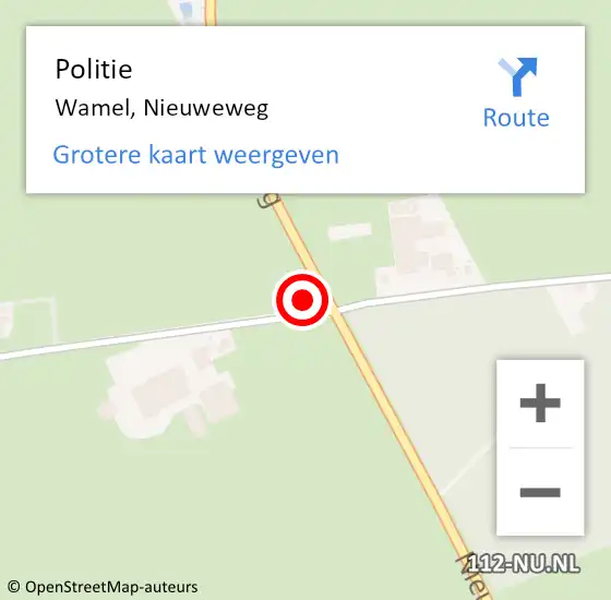 Locatie op kaart van de 112 melding: Politie Wamel, Nieuweweg op 12 maart 2022 16:09