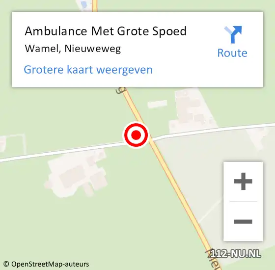 Locatie op kaart van de 112 melding: Ambulance Met Grote Spoed Naar Wamel, Nieuweweg op 12 maart 2022 16:10