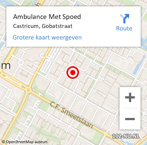 Locatie op kaart van de 112 melding: Ambulance Met Spoed Naar Castricum, Gobatstraat op 12 maart 2022 16:11