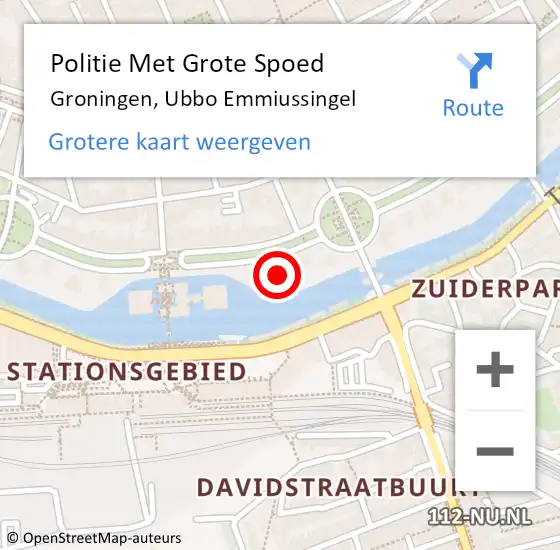 Locatie op kaart van de 112 melding: Politie Met Grote Spoed Naar Groningen, Ubbo Emmiussingel op 12 maart 2022 16:12