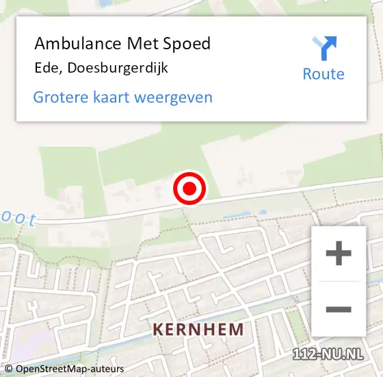 Locatie op kaart van de 112 melding: Ambulance Met Spoed Naar Ede, Doesburgerdijk op 12 maart 2022 16:29