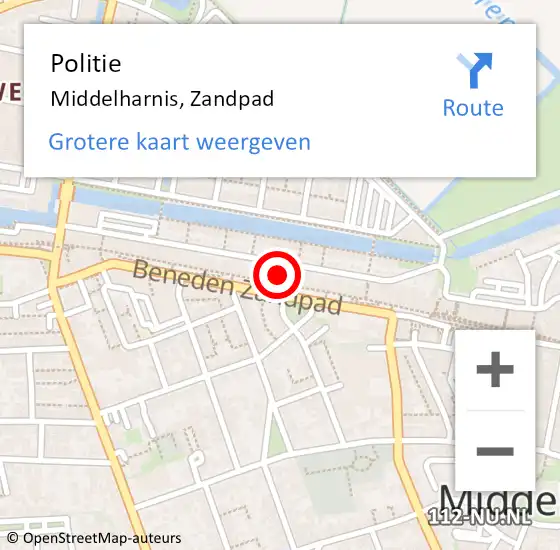 Locatie op kaart van de 112 melding: Politie Middelharnis, Zandpad op 12 maart 2022 16:56