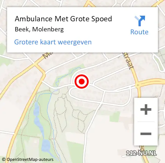 Locatie op kaart van de 112 melding: Ambulance Met Grote Spoed Naar Beek, Molenberg op 10 juli 2014 21:12