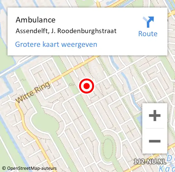 Locatie op kaart van de 112 melding: Ambulance Assendelft, J. Roodenburghstraat op 12 maart 2022 17:12