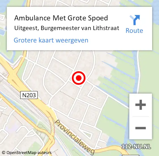 Locatie op kaart van de 112 melding: Ambulance Met Grote Spoed Naar Uitgeest, Burgemeester van Lithstraat op 12 maart 2022 17:17