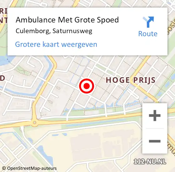 Locatie op kaart van de 112 melding: Ambulance Met Grote Spoed Naar Culemborg, Saturnusweg op 12 maart 2022 17:28