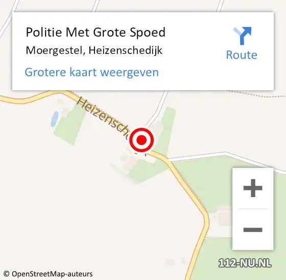 Locatie op kaart van de 112 melding: Politie Met Grote Spoed Naar Moergestel, Heizenschedijk op 12 maart 2022 17:33