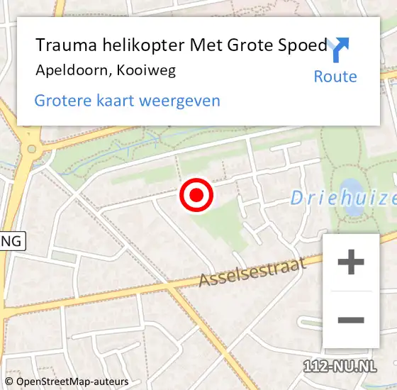 Locatie op kaart van de 112 melding: Trauma helikopter Met Grote Spoed Naar Apeldoorn, Kooiweg op 12 maart 2022 17:36