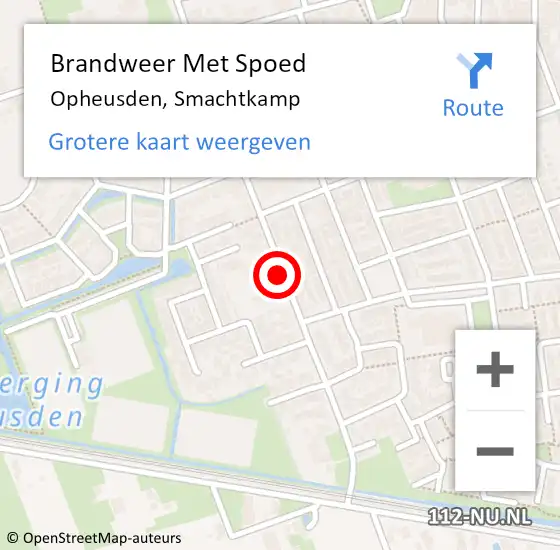 Locatie op kaart van de 112 melding: Brandweer Met Spoed Naar Opheusden, Smachtkamp op 10 juli 2014 21:15