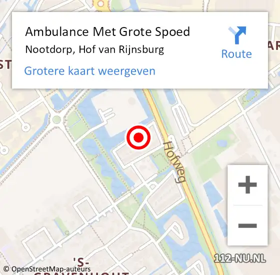 Locatie op kaart van de 112 melding: Ambulance Met Grote Spoed Naar Nootdorp, Hof van Rijnsburg op 12 maart 2022 17:37