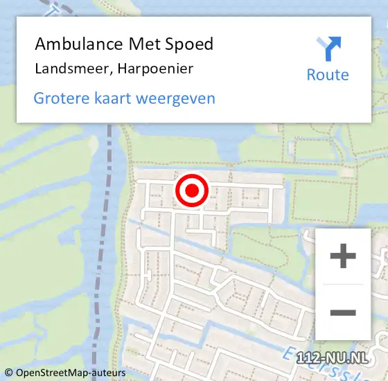 Locatie op kaart van de 112 melding: Ambulance Met Spoed Naar Landsmeer, Harpoenier op 12 maart 2022 17:49