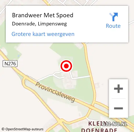 Locatie op kaart van de 112 melding: Brandweer Met Spoed Naar Doenrade, Limpensweg op 12 maart 2022 18:00