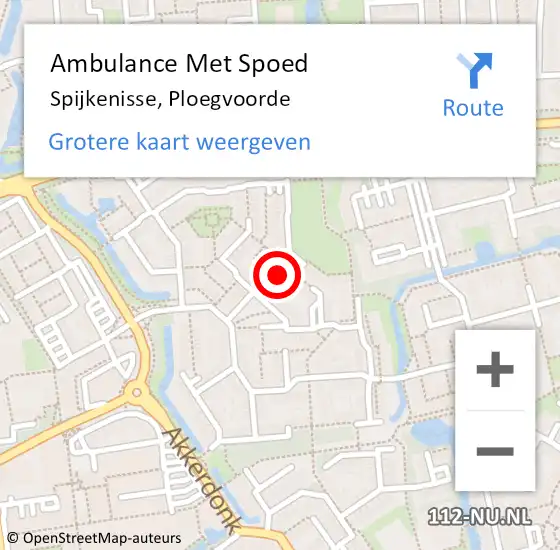 Locatie op kaart van de 112 melding: Ambulance Met Spoed Naar Spijkenisse, Ploegvoorde op 12 maart 2022 18:03