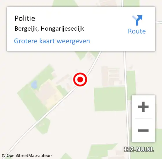 Locatie op kaart van de 112 melding: Politie Bergeijk, Hongarijesedijk op 12 maart 2022 18:03