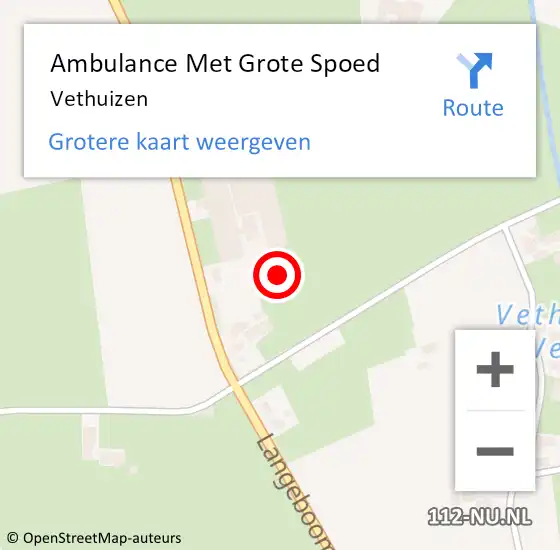 Locatie op kaart van de 112 melding: Ambulance Met Grote Spoed Naar Vethuizen op 12 maart 2022 18:41