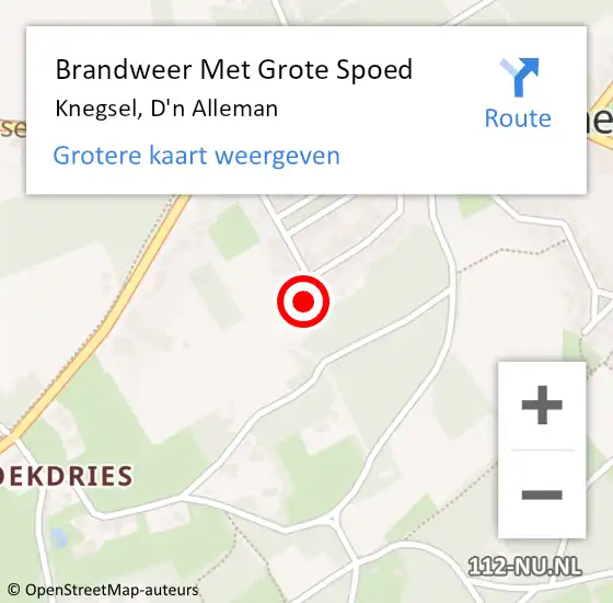 Locatie op kaart van de 112 melding: Brandweer Met Grote Spoed Naar Knegsel, D'n Alleman op 12 maart 2022 18:47