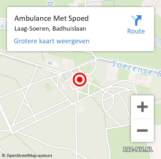 Locatie op kaart van de 112 melding: Ambulance Met Spoed Naar Laag-Soeren, Badhuislaan op 12 maart 2022 18:55