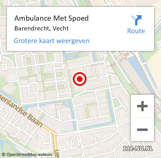 Locatie op kaart van de 112 melding: Ambulance Met Spoed Naar Barendrecht, Vecht op 12 maart 2022 18:58