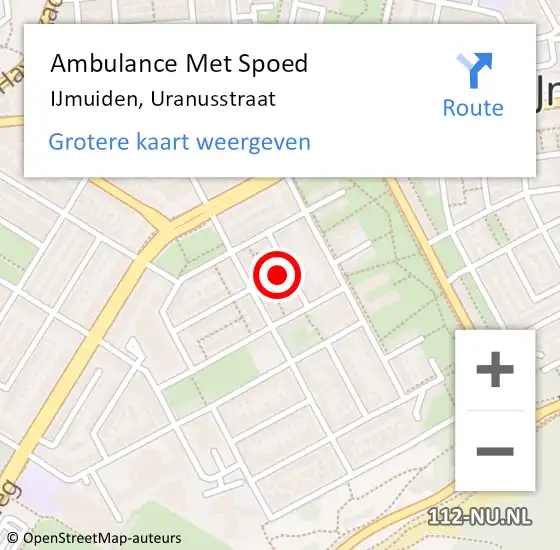 Locatie op kaart van de 112 melding: Ambulance Met Spoed Naar IJmuiden, Uranusstraat op 12 maart 2022 19:06