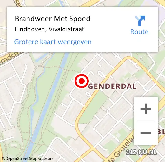 Locatie op kaart van de 112 melding: Brandweer Met Spoed Naar Eindhoven, Vivaldistraat op 12 maart 2022 19:08