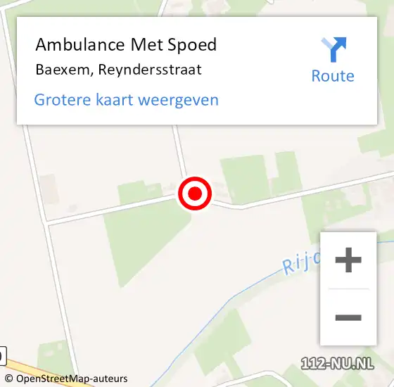 Locatie op kaart van de 112 melding: Ambulance Met Spoed Naar Baexem, Reyndersstraat op 10 juli 2014 21:20