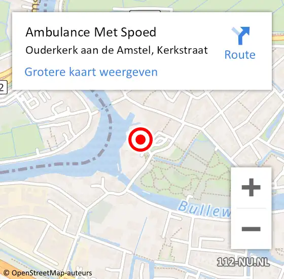 Locatie op kaart van de 112 melding: Ambulance Met Spoed Naar Ouderkerk aan de Amstel, Kerkstraat op 12 maart 2022 19:30