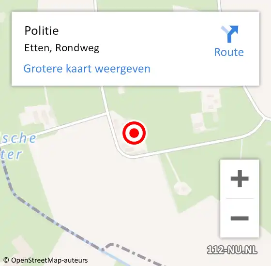 Locatie op kaart van de 112 melding: Politie Etten, Rondweg op 12 maart 2022 19:42