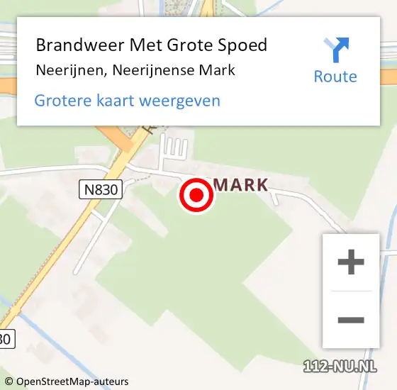 Locatie op kaart van de 112 melding: Brandweer Met Grote Spoed Naar Neerijnen, Neerijnense Mark op 12 maart 2022 19:50