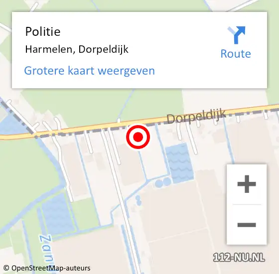 Locatie op kaart van de 112 melding: Politie Harmelen, Dorpeldijk op 12 maart 2022 19:57