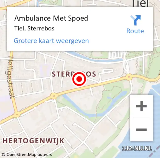 Locatie op kaart van de 112 melding: Ambulance Met Spoed Naar Tiel, Sterrebos op 12 maart 2022 20:06