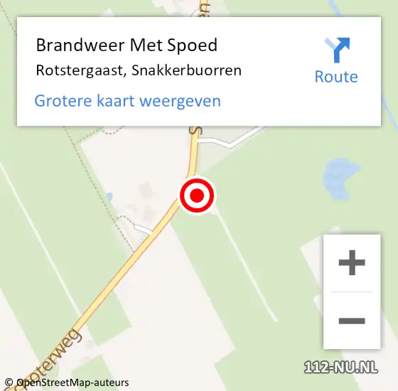 Locatie op kaart van de 112 melding: Brandweer Met Spoed Naar Rotstergaast, Snakkerbuorren op 10 juli 2014 21:25