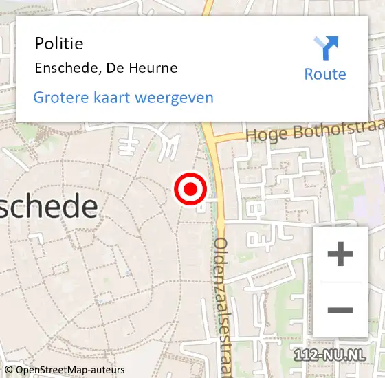 Locatie op kaart van de 112 melding: Politie Enschede, De Heurne op 12 maart 2022 20:26