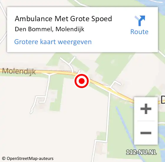 Locatie op kaart van de 112 melding: Ambulance Met Grote Spoed Naar Den Bommel, Molendijk op 12 maart 2022 20:37