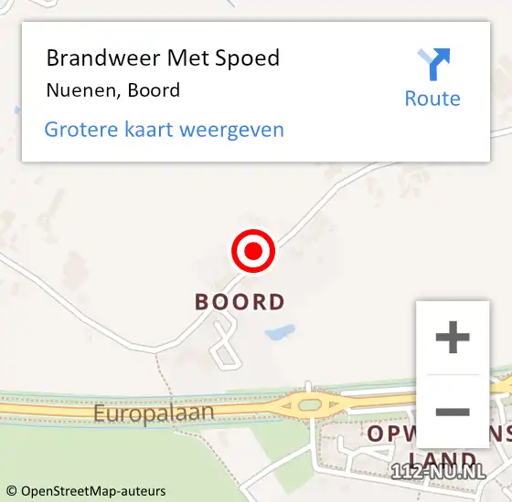 Locatie op kaart van de 112 melding: Brandweer Met Spoed Naar Nuenen, Boord op 12 maart 2022 20:40