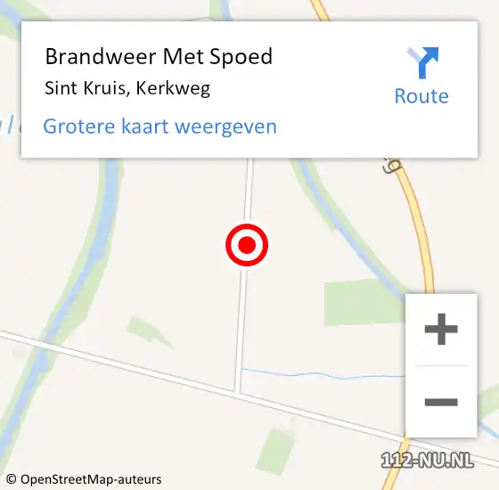 Locatie op kaart van de 112 melding: Brandweer Met Spoed Naar Sint Kruis, Kerkweg op 7 oktober 2013 21:13