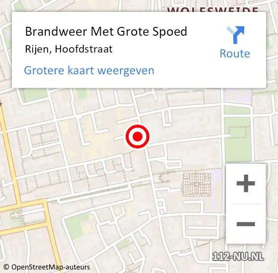 Locatie op kaart van de 112 melding: Brandweer Met Grote Spoed Naar Rijen, Hoofdstraat op 12 maart 2022 20:56