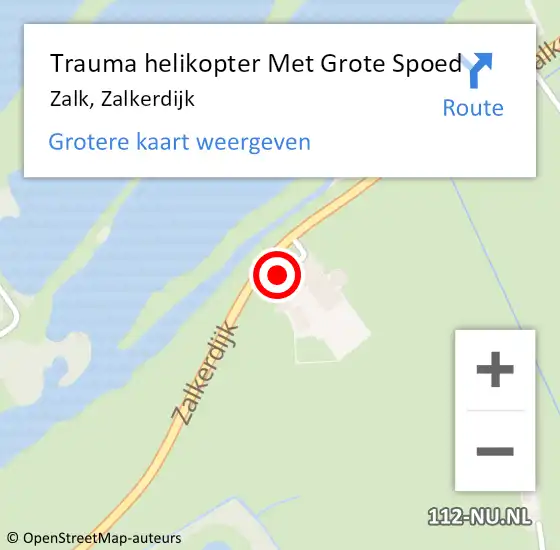 Locatie op kaart van de 112 melding: Trauma helikopter Met Grote Spoed Naar Zalk, Zalkerdijk op 12 maart 2022 20:56