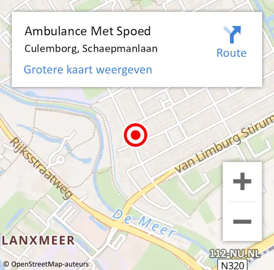 Locatie op kaart van de 112 melding: Ambulance Met Spoed Naar Culemborg, Schaepmanlaan op 12 maart 2022 20:59