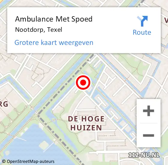 Locatie op kaart van de 112 melding: Ambulance Met Spoed Naar Nootdorp, Texel op 12 maart 2022 21:10