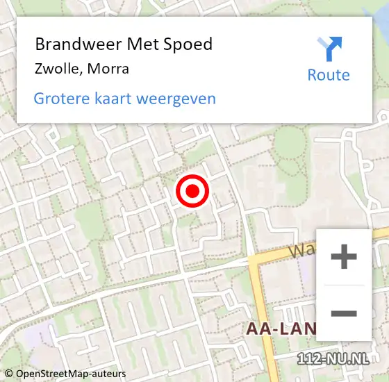 Locatie op kaart van de 112 melding: Brandweer Met Spoed Naar Zwolle, Morra op 12 maart 2022 21:13