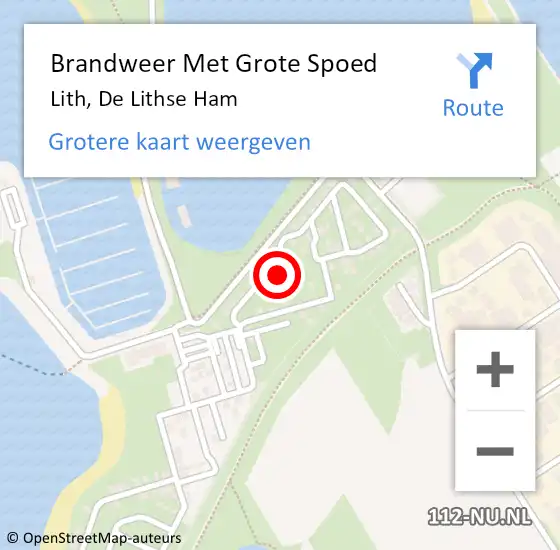 Locatie op kaart van de 112 melding: Brandweer Met Grote Spoed Naar Lith, De Lithse Ham op 12 maart 2022 21:14