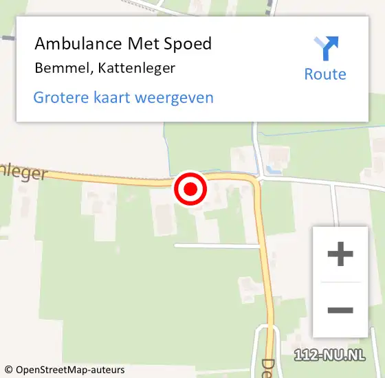 Locatie op kaart van de 112 melding: Ambulance Met Spoed Naar Bemmel, Kattenleger op 12 maart 2022 21:29