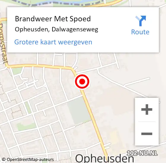 Locatie op kaart van de 112 melding: Brandweer Met Spoed Naar Opheusden, Dalwagenseweg op 10 juli 2014 21:32