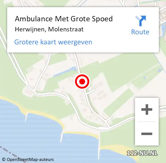 Locatie op kaart van de 112 melding: Ambulance Met Grote Spoed Naar Herwijnen, Molenstraat op 12 maart 2022 21:45
