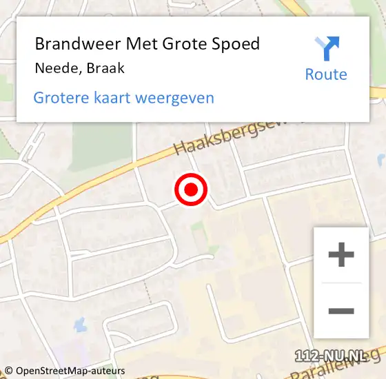 Locatie op kaart van de 112 melding: Brandweer Met Grote Spoed Naar Neede, Braak op 12 maart 2022 21:54