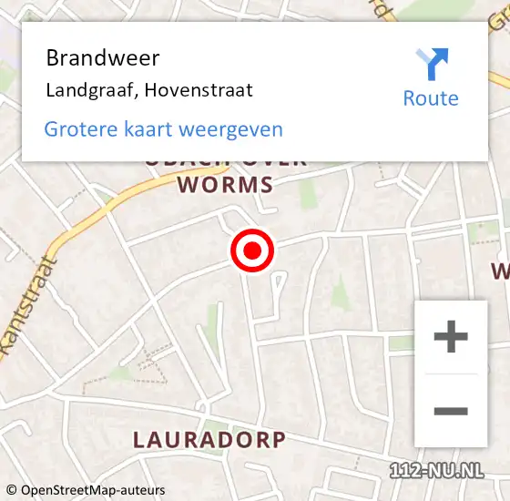 Locatie op kaart van de 112 melding: Brandweer Landgraaf, Hovenstraat op 7 oktober 2013 21:13