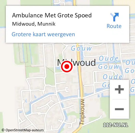 Locatie op kaart van de 112 melding: Ambulance Met Grote Spoed Naar Midwoud, Munnik op 12 maart 2022 22:13