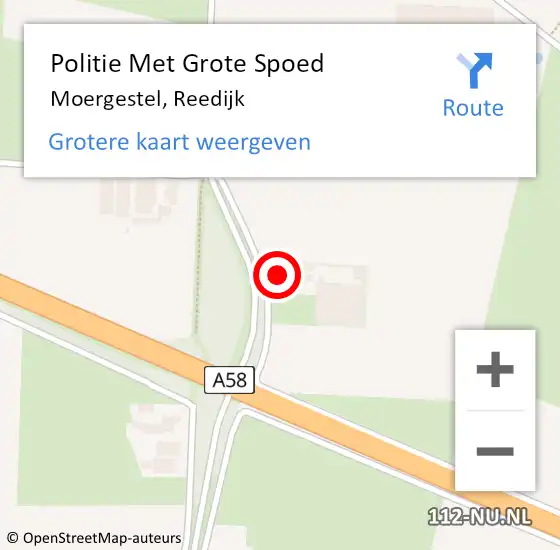 Locatie op kaart van de 112 melding: Politie Met Grote Spoed Naar Moergestel, Reedijk op 12 maart 2022 22:13