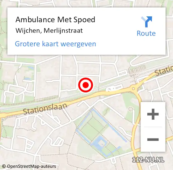 Locatie op kaart van de 112 melding: Ambulance Met Spoed Naar Wijchen, Merlijnstraat op 12 maart 2022 22:17