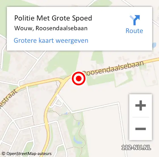 Locatie op kaart van de 112 melding: Politie Met Grote Spoed Naar Wouw, Roosendaalsebaan op 12 maart 2022 22:18